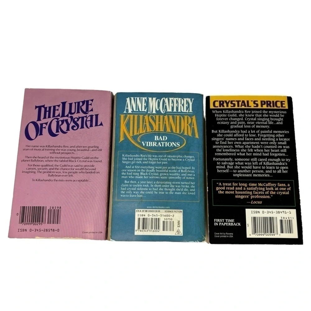 Anne McCaffrey Vintage Paperback Books Bundle of 3 Crystal Singer Series Books‎